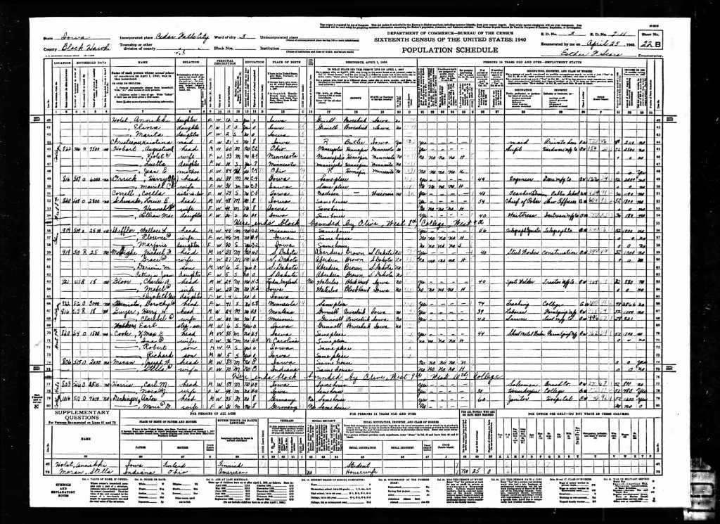 1940 us census Denkinger children
