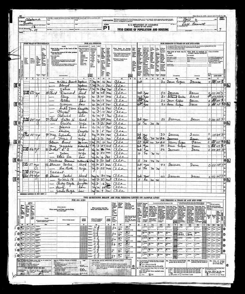 1959 U.S. Census Garland Alabama Ernie Shavers