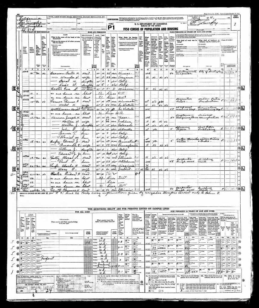 1950 US census Ed Begley