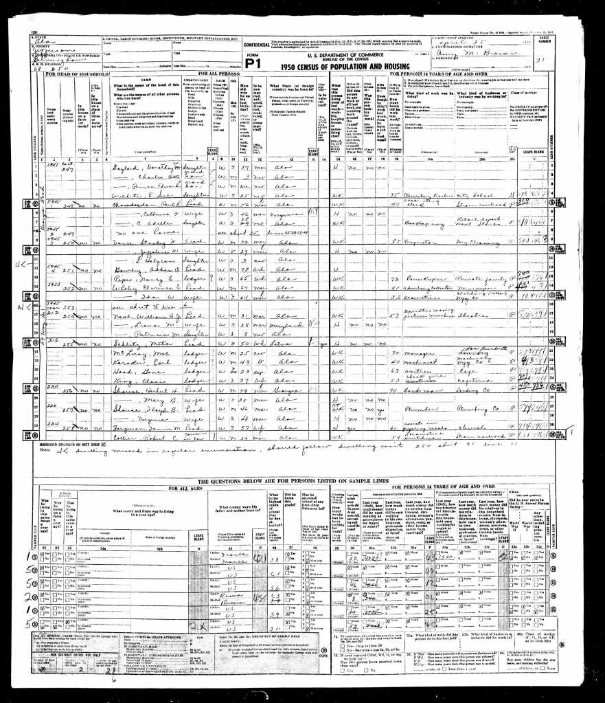 1950 census Birmingham AL  Neal family (Fannie Flagg)
