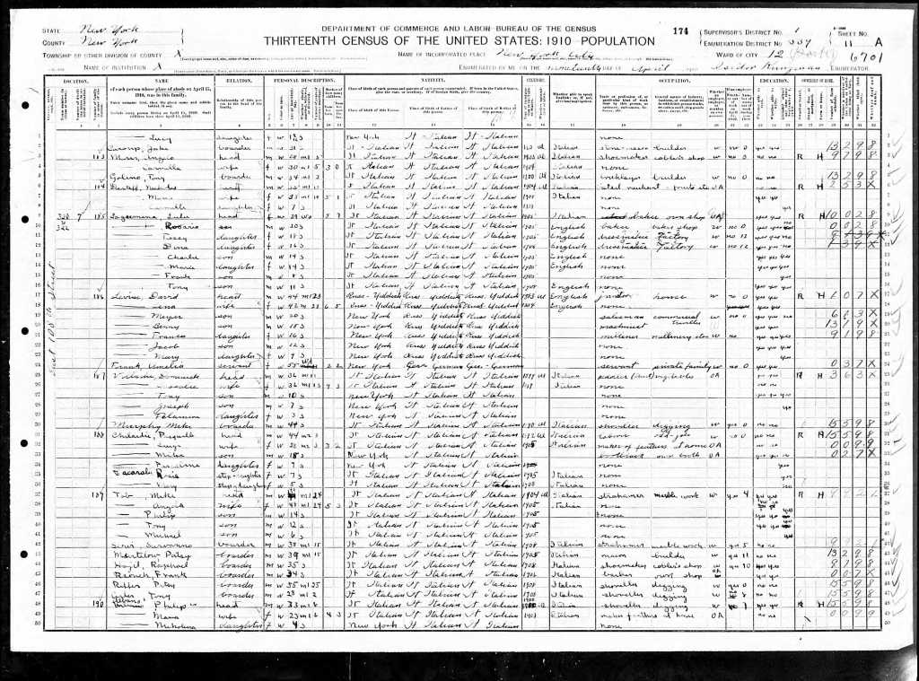 1910 census Manhattan Valachi family