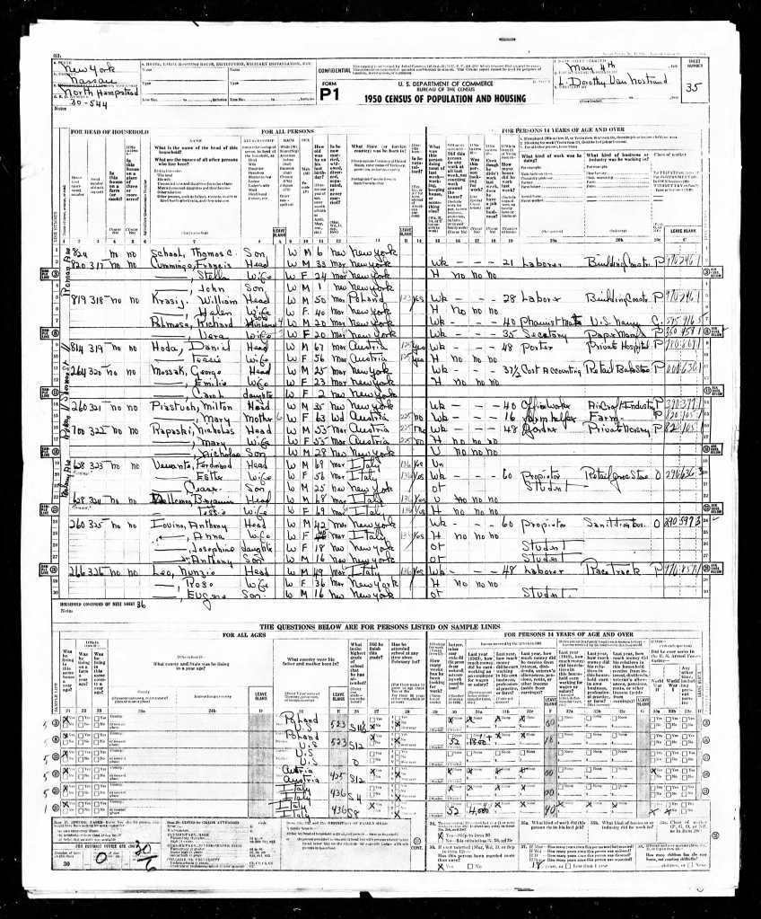 1950 Hempstead NY census. Cummings family (Johnny Ramone)