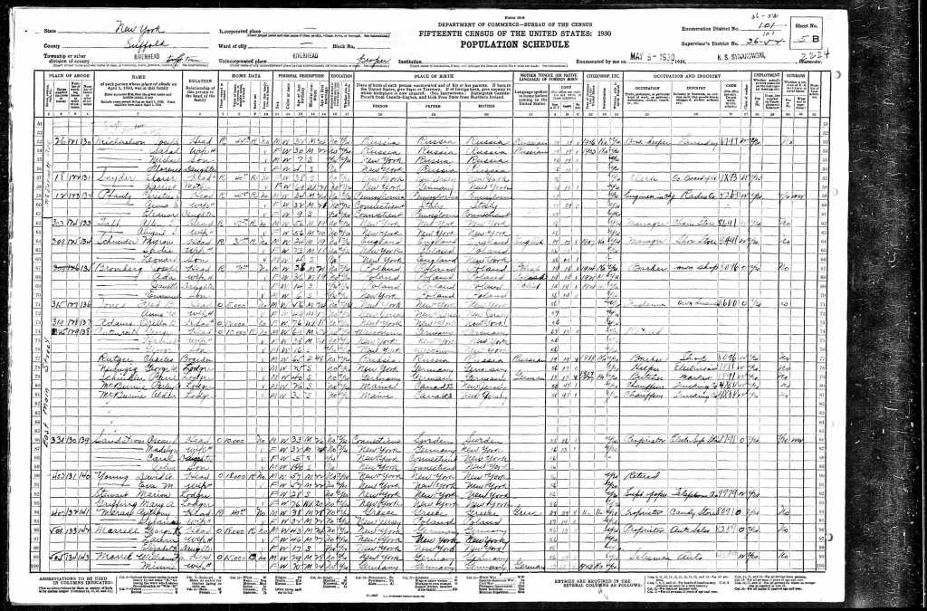 1930 Riverhead NY census Scheider family (Lenny Bruce)